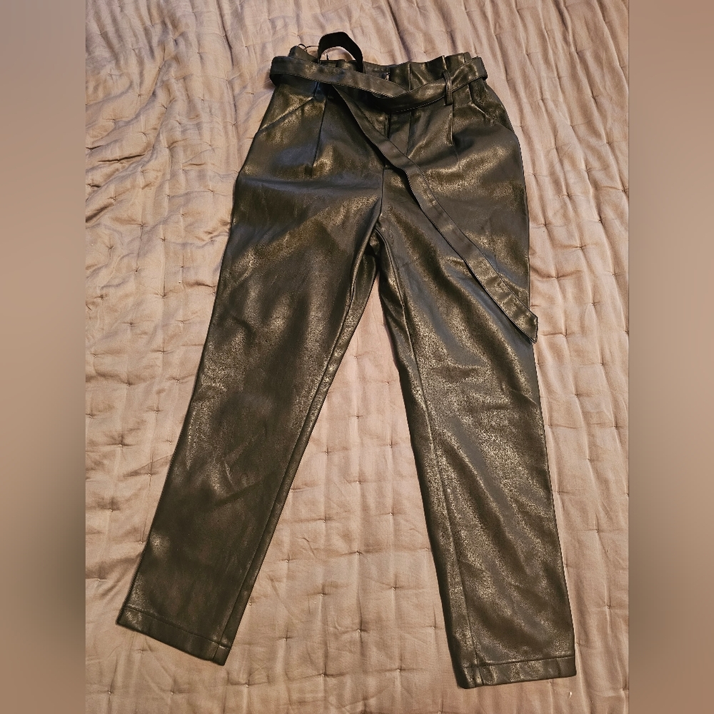 Lucy Paris Faux Leather Paperbag Cropped Pant